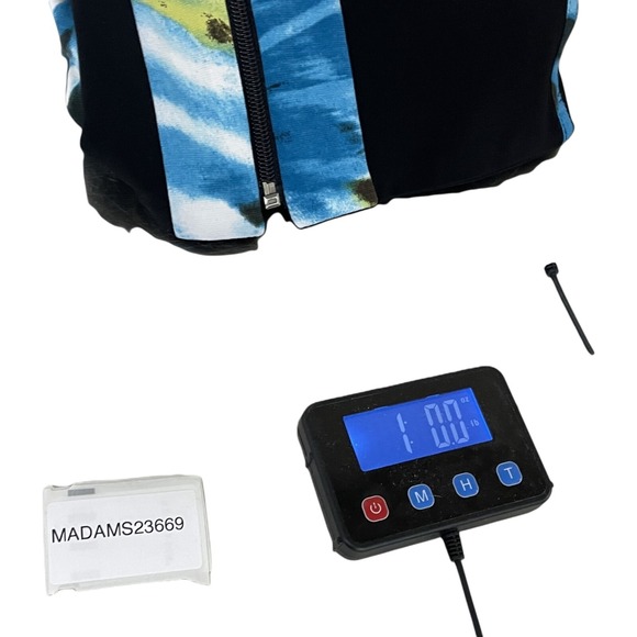 Picadilly Womens Black Blue Abstract Trim Stretch 3/4 Sleeve Zip Up Jacket Sz 1X - Picture 7 of 7